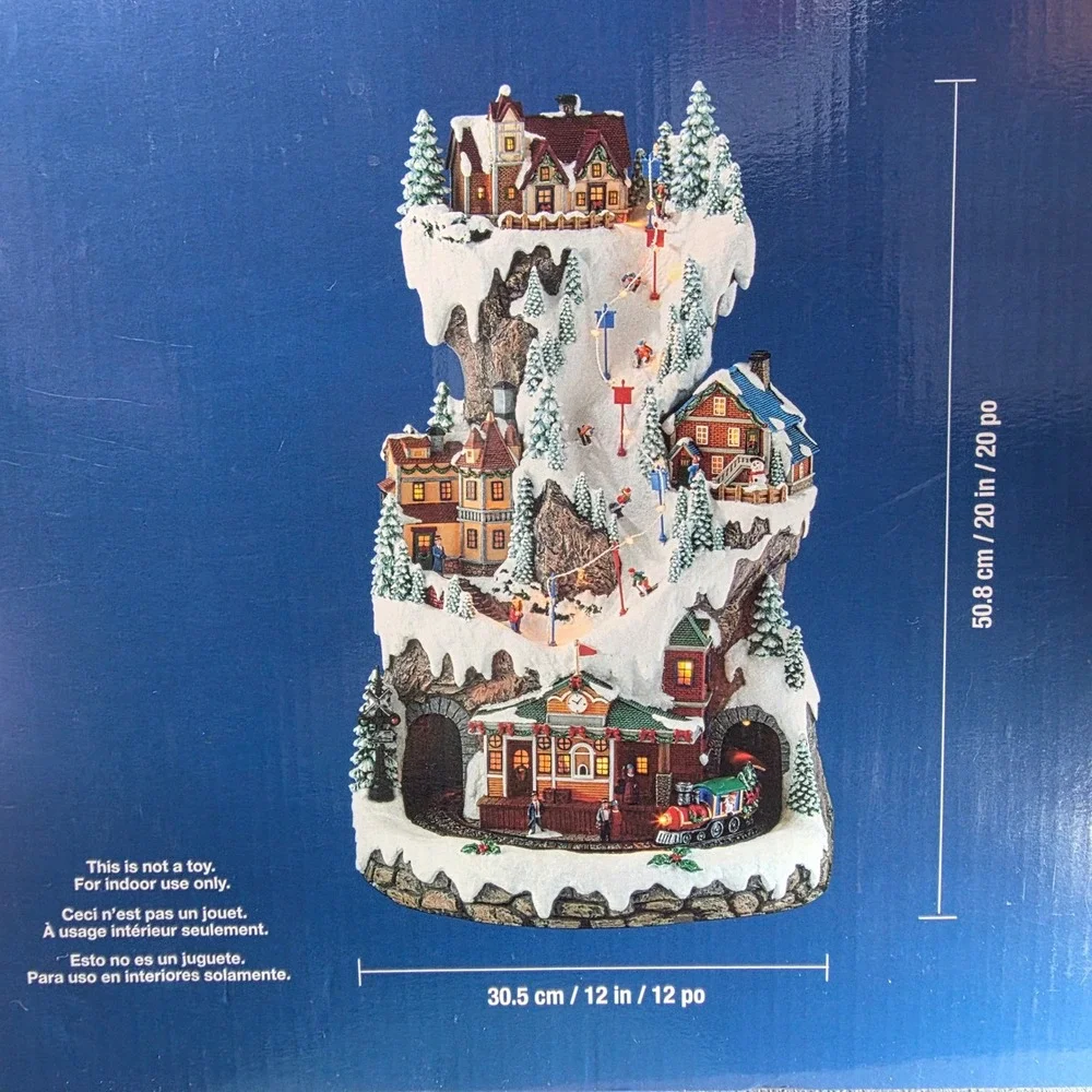 Animated LED Ski Village Music 8 Holiday Songs Christmas Decor Large 12